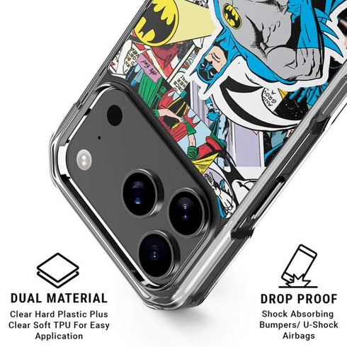 DC Comics Batman Vintage Pose Collage Art iPhone 17 Pro Max Clear Case